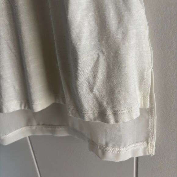 Michael Kors Woman's M Ivory 3/4 Sleeve Rayon Sheer Back High Low Top #C - Picture 5 of 6